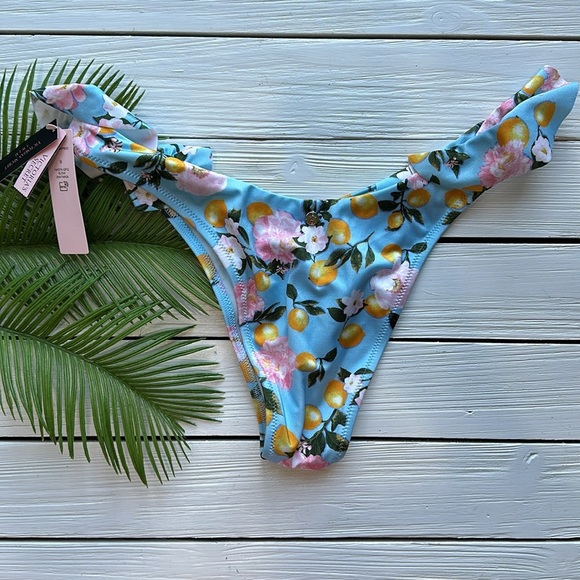 NWT VS Swim Cheeky Bikini Bottom Ruffles Lemons size Small - Picture 4 of 4